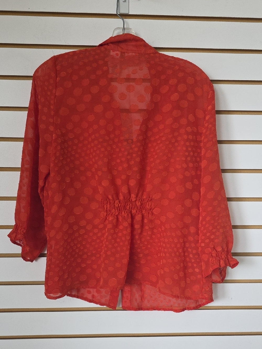 Emma James Red Polka Dot Sheer Blouse - Picture 3 of 4